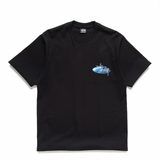 STÜSSY WAVE OVAL  TEE - BLACK
