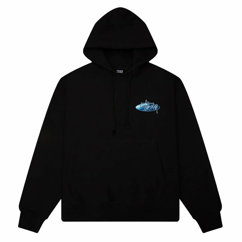 STÜSSY WAVE OVAL HOODIE - BLACK