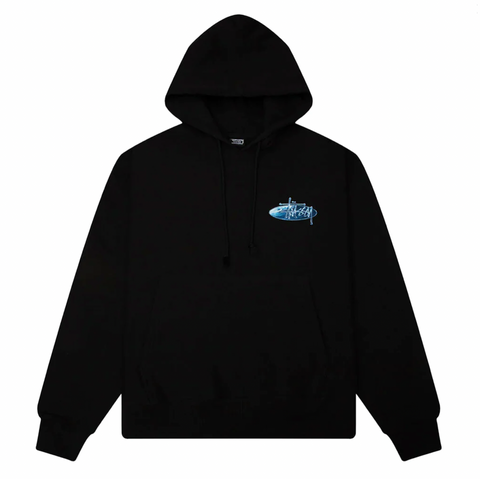 STÜSSY WAVE OVAL HOODIE - BLACK