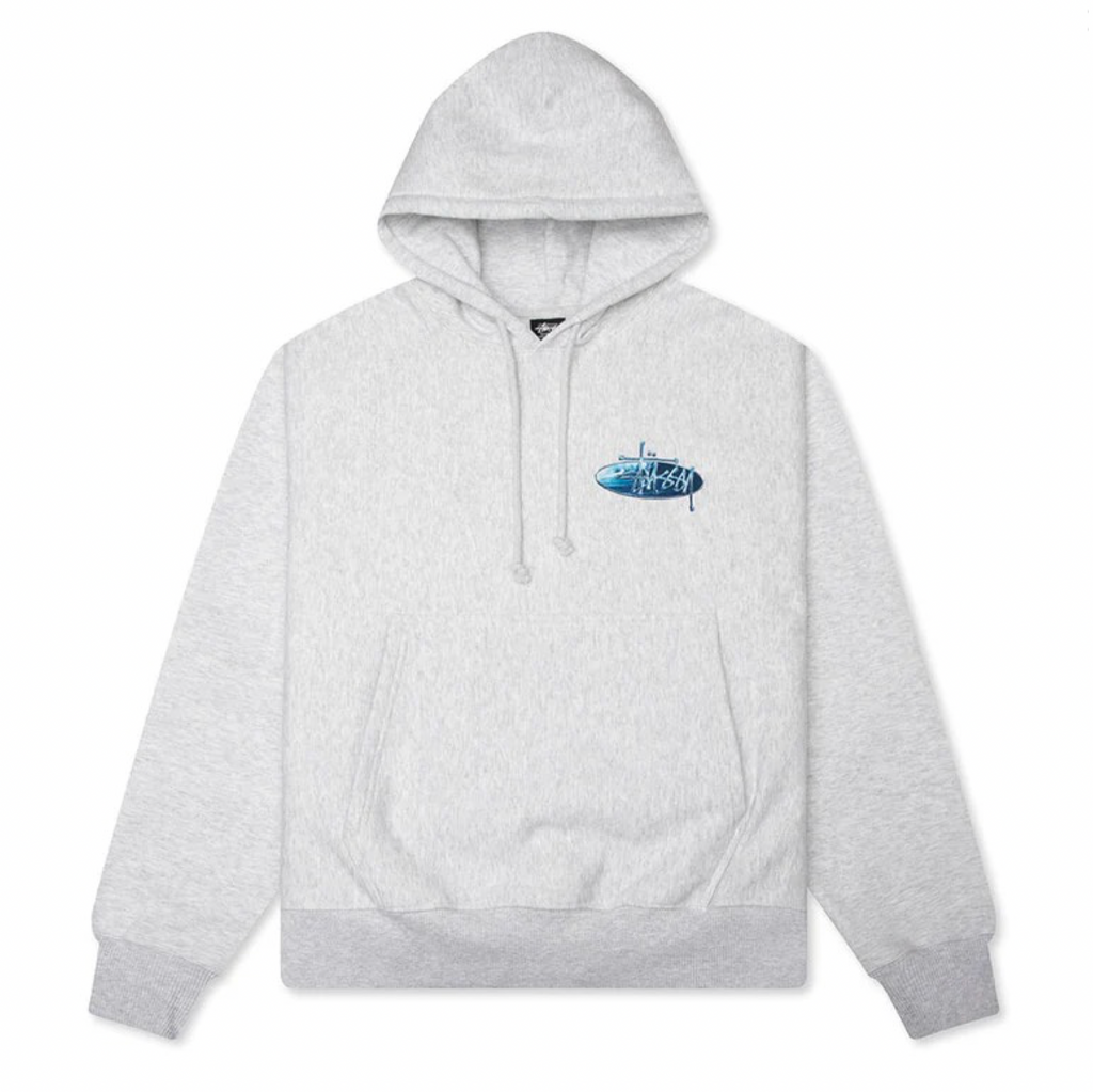 STÜSSY WAVE OVAL HOODIE - ASH HEATHER