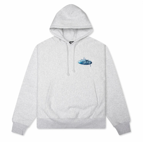 STÜSSY WAVE OVAL HOODIE - ASH HEATHER