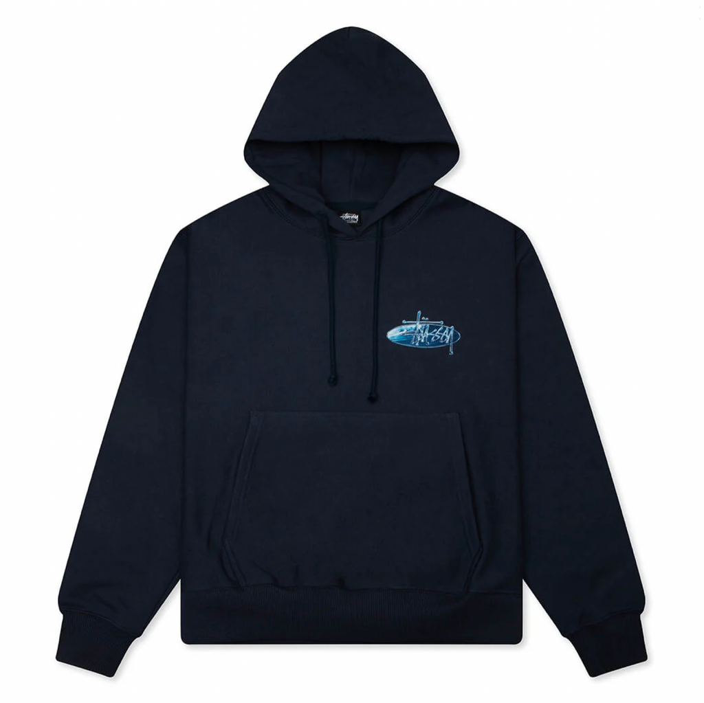 STÜSSY WAVE OVAL HOODIE - NAVY