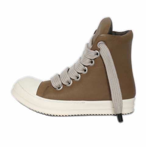RICK OWENS PORTERVILLE JUMBO LACE PADDED SNEAKS HI - BEAN/ MILK/MILK