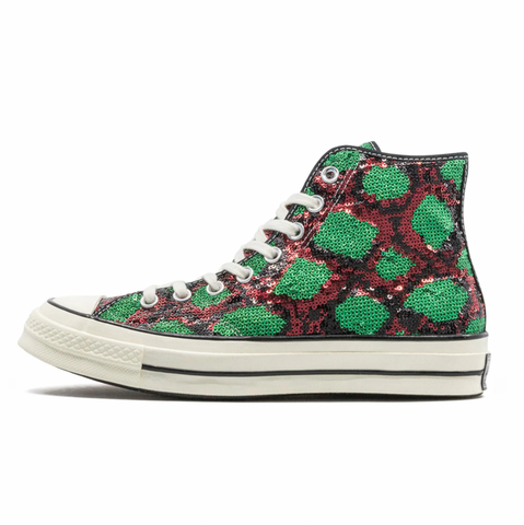 CONVERSE CHUCK TAYLOR ALL STAR SEQUIN HIGH TOP - RED/GREEN
