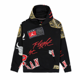 AIR JORDAN BROOKLYN FLEECE ALL OVER PRINT PULLOVER HOODIE - BLACK/RED