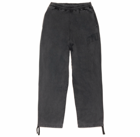 STÜSSY FADED GRAPHIC FLEECE PANT - WASHED BLACK