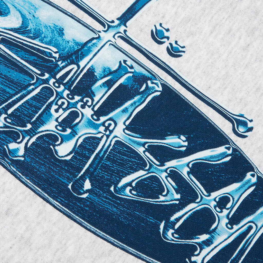 STÜSSY WAVE OVAL HOODIE - ASH HEATHER