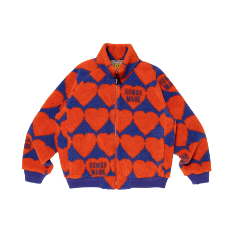 HUMAN MADE HEART FLEECE JACKET - ORANGE