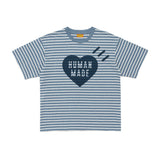 HUMAN MADE HEART STRIPED T-SHIRT - BLUE