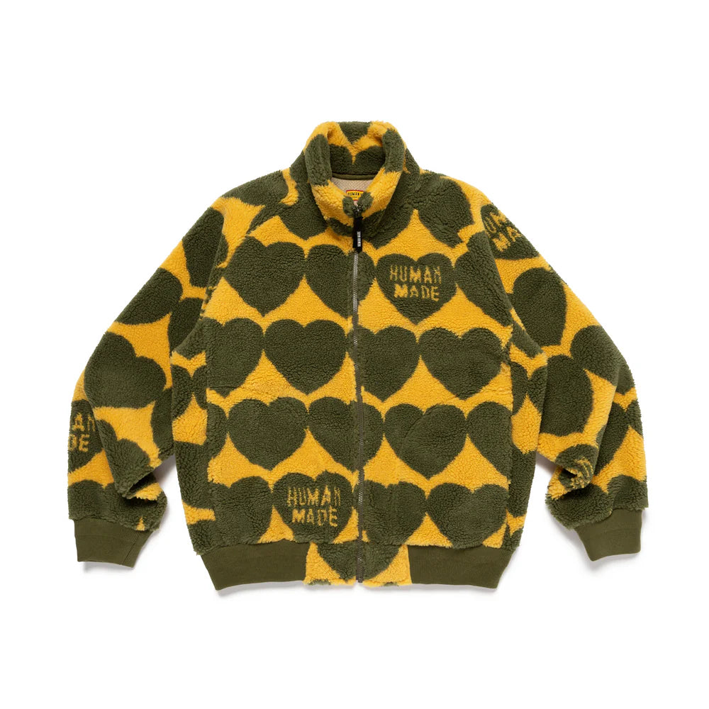 HUMAN MADE HEART FLEECE JACKET - OLIVE DRAB