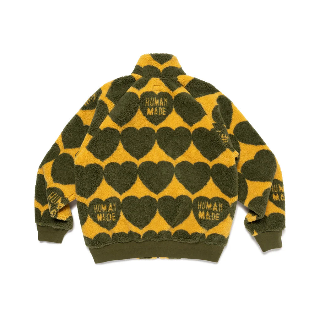HUMAN MADE HEART FLEECE JACKET - OLIVE DRAB