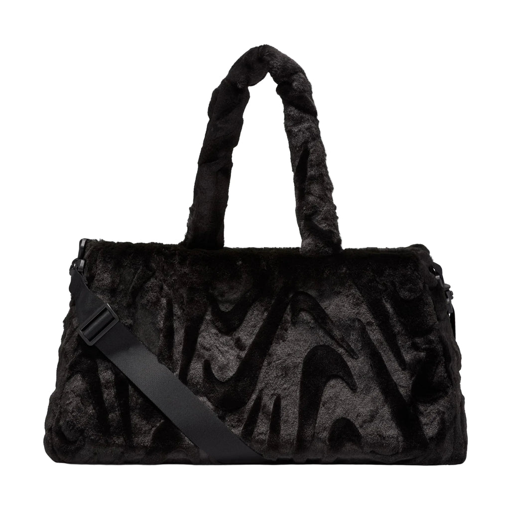 NIKE SPORTSWEAR FAUX FUR TOTE BAG - BLACK/BLACK/METALLIC SILVER