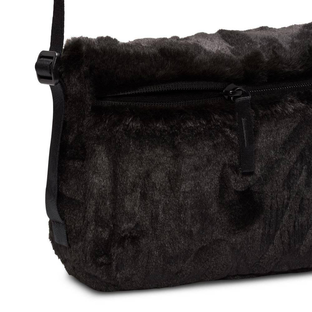 NIKE SPORTSWEAR FUTURA 365 FAUX FUR CROSSBODY BAG - BLACK/BLACK/BLACK