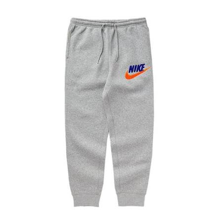NIKE CLUB FLEECE JOGGERS - DARK GREY HEATHER/LIGHT SMOKE GREY/SAFETY ORANGE
