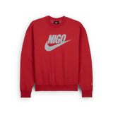 NIKE X NIGO FLEECE CREW NECK SWEATSHIRT - GYM RED/WOLF GREY