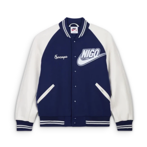 NIKE X NIGO VARSITY JACKET - BLUE VOID/WHITE-WHITE