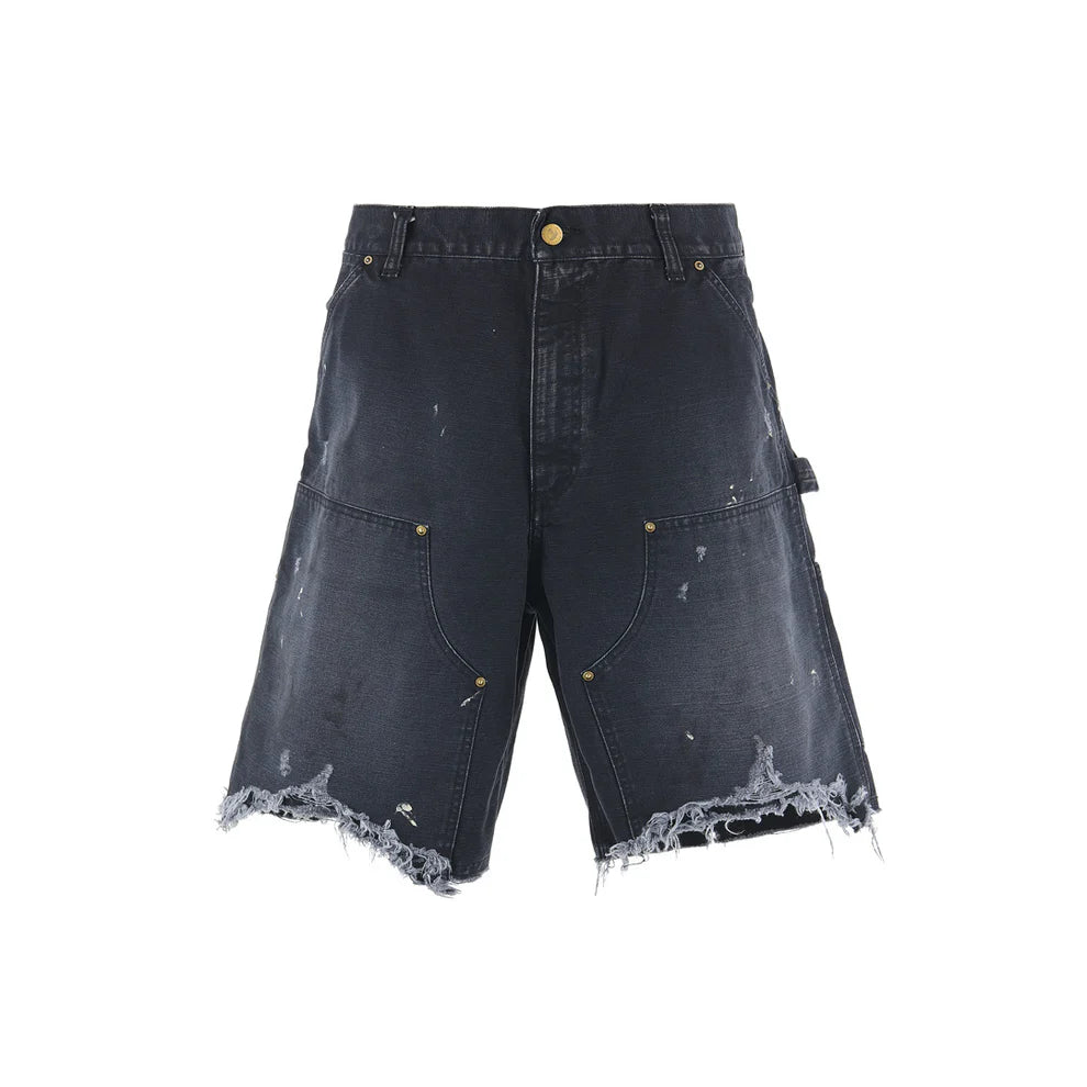 SAINT MICHAEL DOUBLE KNEE SHORTS - BLACK