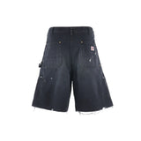 SAINT MICHAEL DOUBLE KNEE SHORTS - BLACK