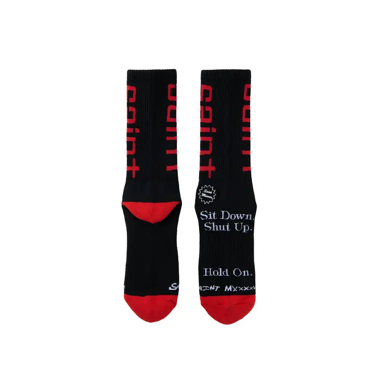 SAINT MICHAEL SIT DOWN SOCKS - BLACK