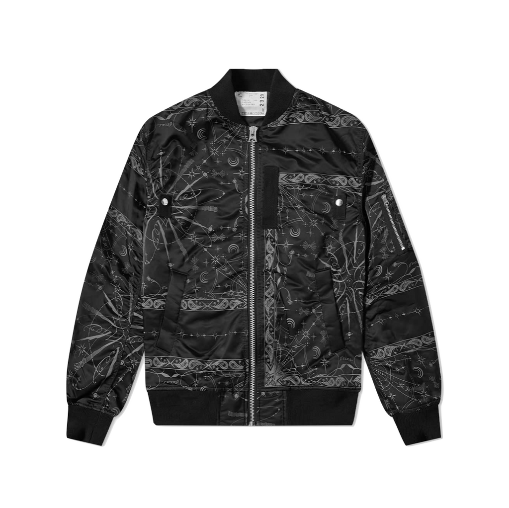SACAI DR. WOO BANDANA PRINT BLOUSON - BLACK – Creme321