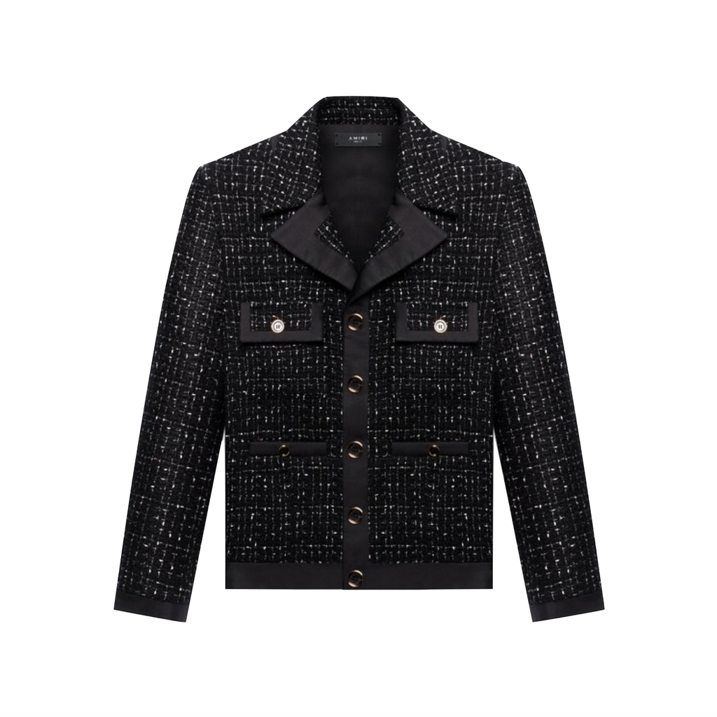 AMIRI BOUCLE CROPPED JACKET - BLACK