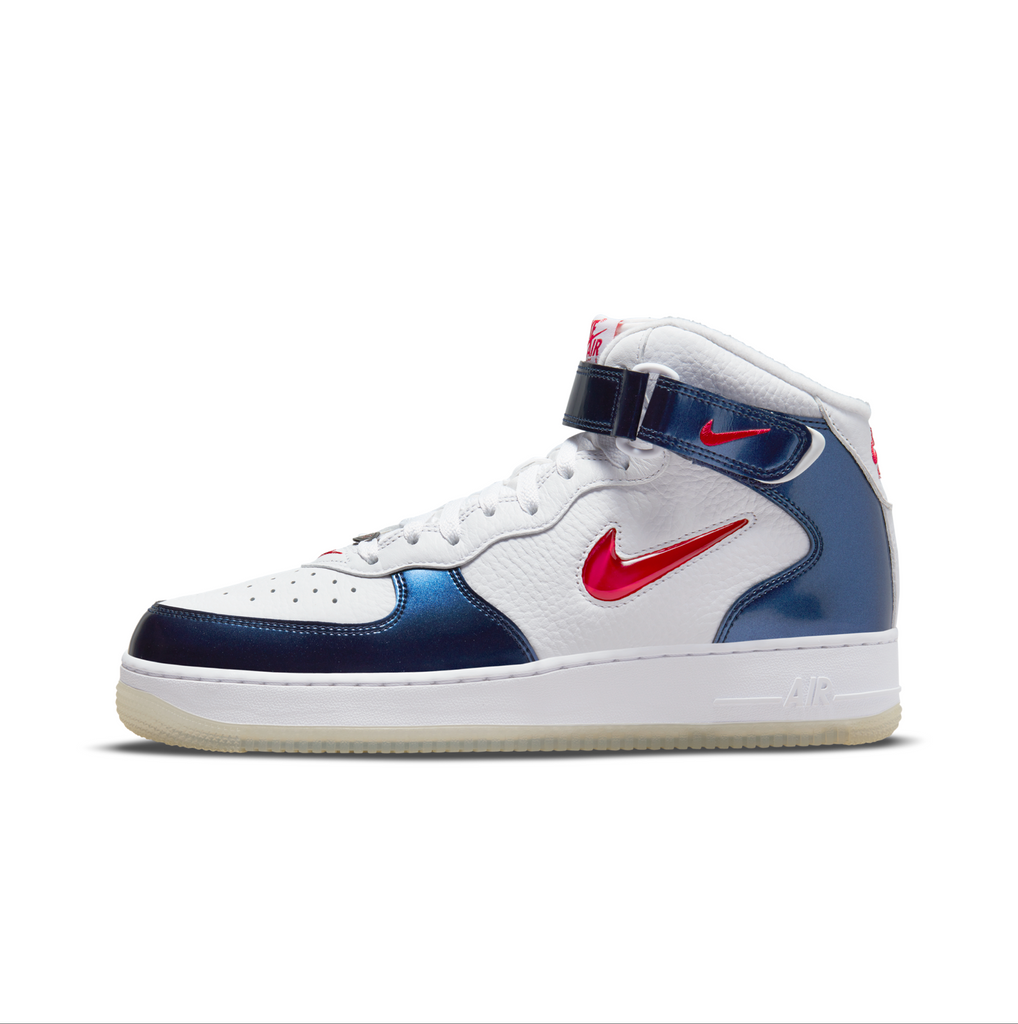 NIKE AIR FORCE 1 MID QS WHITE UNIVERSITY RED MIDNIGHT NAVY WHITE